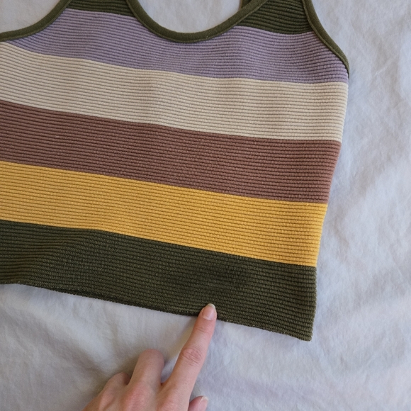 Dreamers Retro Stripe 90s Y2K Knit Spaghetti Strap Tank Top XS - Picture 7 of 9